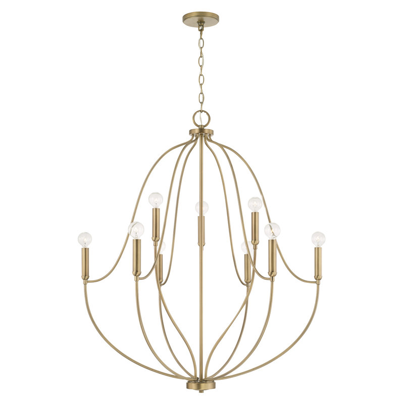 Madison 9 - Light Dimmable Empire Chandelier, Aged Brass