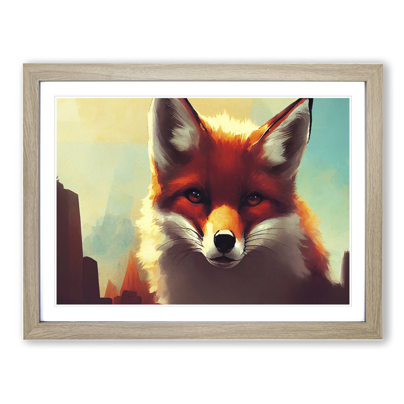 XH1022-9433X Unimaginable Fox - Single Picture Frame Print, 25cm H x 34cm W x 2cm D, Oak