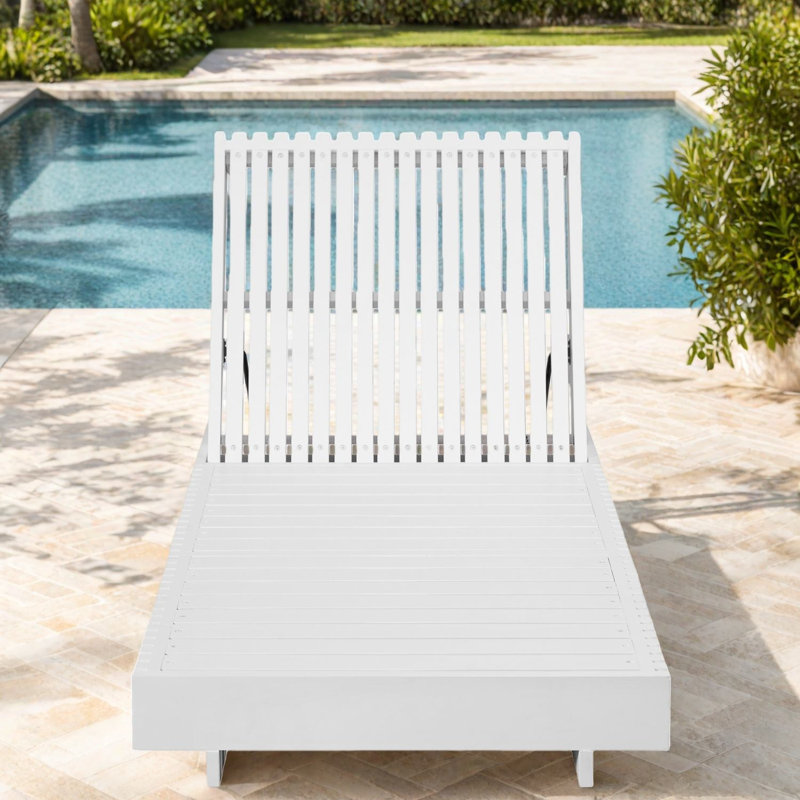 Méridiennes de patio modernes en bois d'acacia avec inclinaison réglable, coussin crème pour le jardin et la piscine