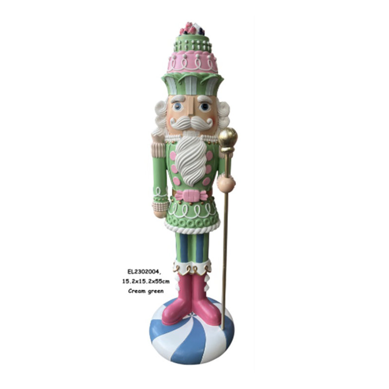 Pastel Candy Nutcracker King Christmas Figure, Green, 21.75" H x 6.5" W x 6.5" D