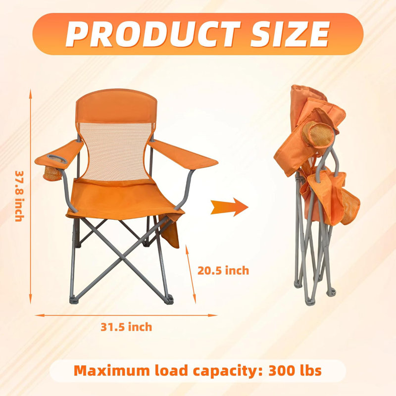 Lightweight Camping Chair For Adults, 300Lbs Capacity Foldable Portable Lawn Chair With Carry Bag, Outdoor Chair For Camping, Lawn, Beach & Travel