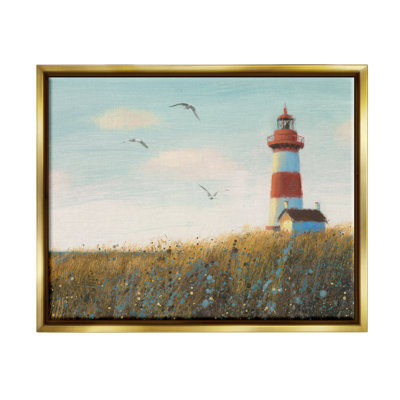 "Breakwater Bay Coastal Lighthouse", peinture encadrée sur toile flottante par James Wiens