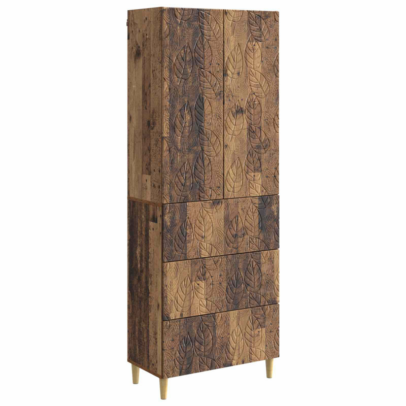 Cabinet Set 2 Pcs Engineered Wood Storage Home Furniture Solution Room, Old Wood