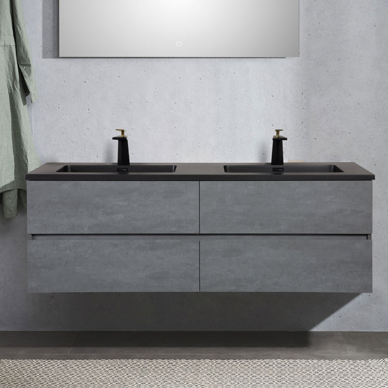59'' Double Bathroom Vanity with Resin Top