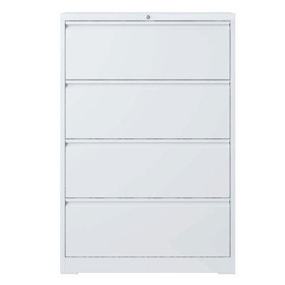 Commode décorative en métal Tommye, classeur latéral à 4 tiroirs, classeur avec serrure