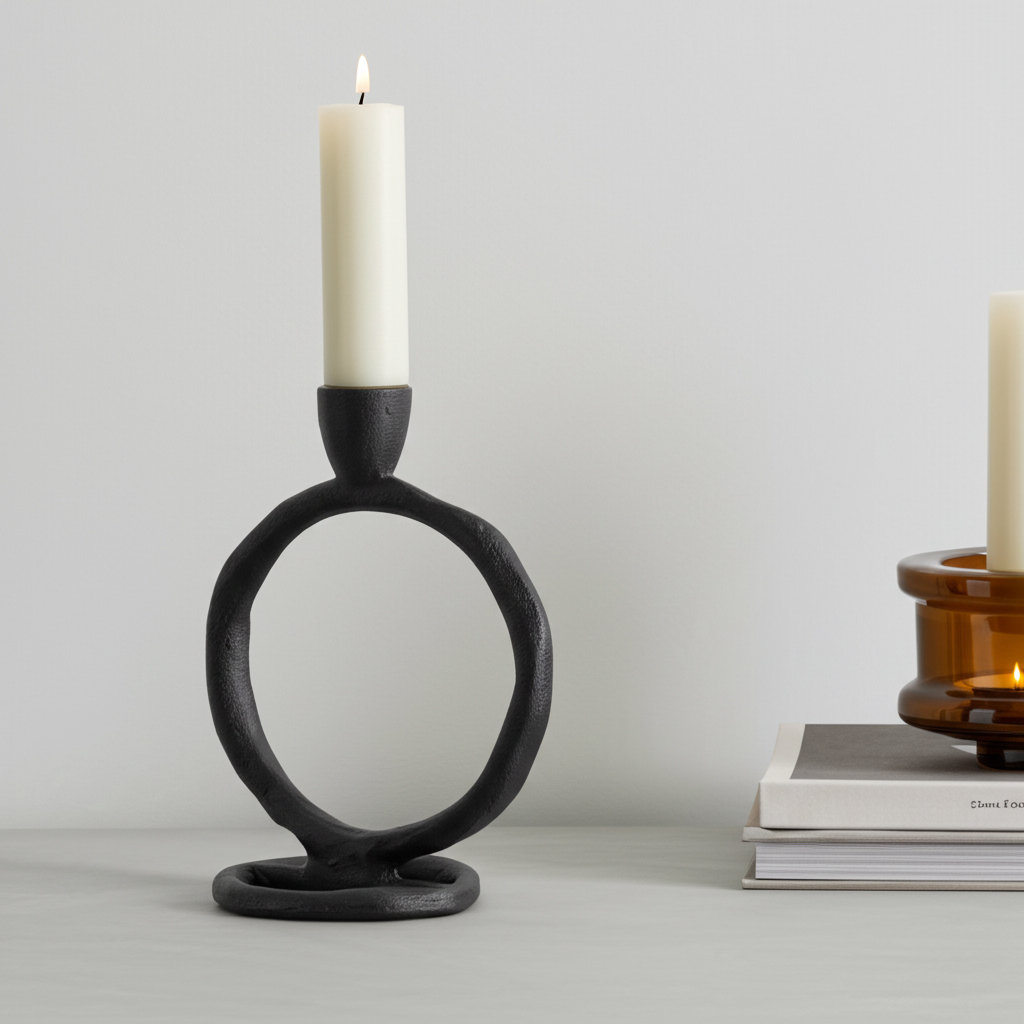 Hayslett Candlestick Holder, 7" H x 6" W x 4" D, Black