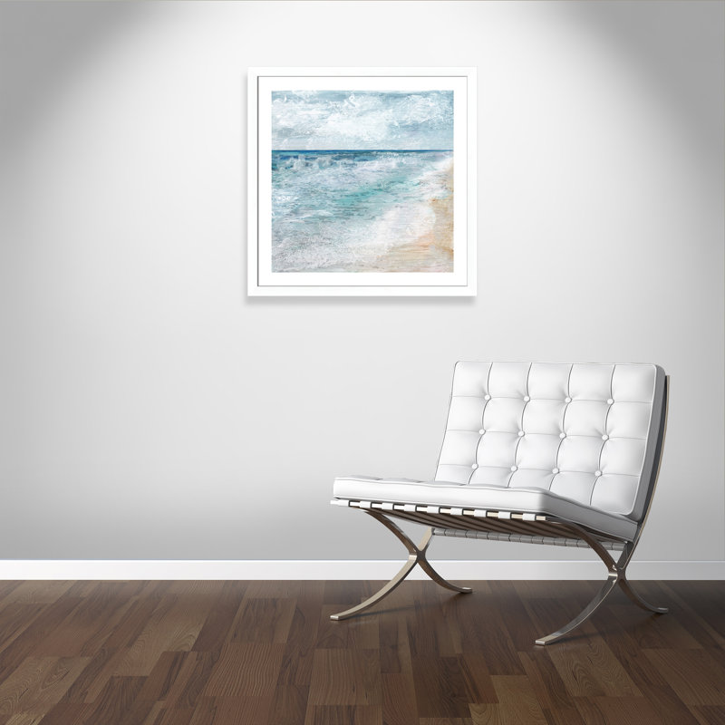 Basel Shore Walk - Picture Frame Painting, 33.5" H x 33.5" W x 1.25" D, Matte White