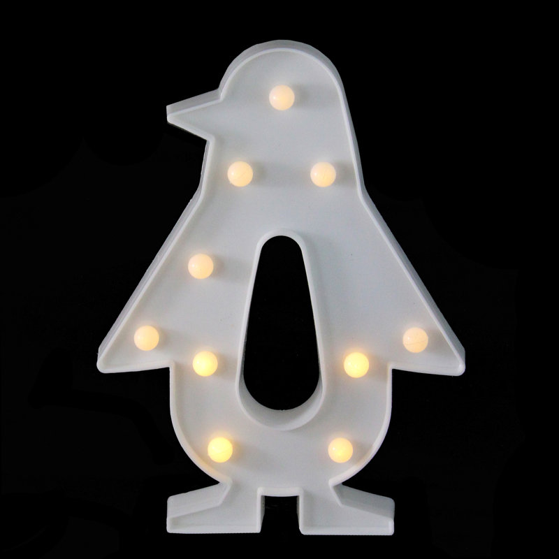 Enseigne lumineuse blanche 10,25 "pingouin