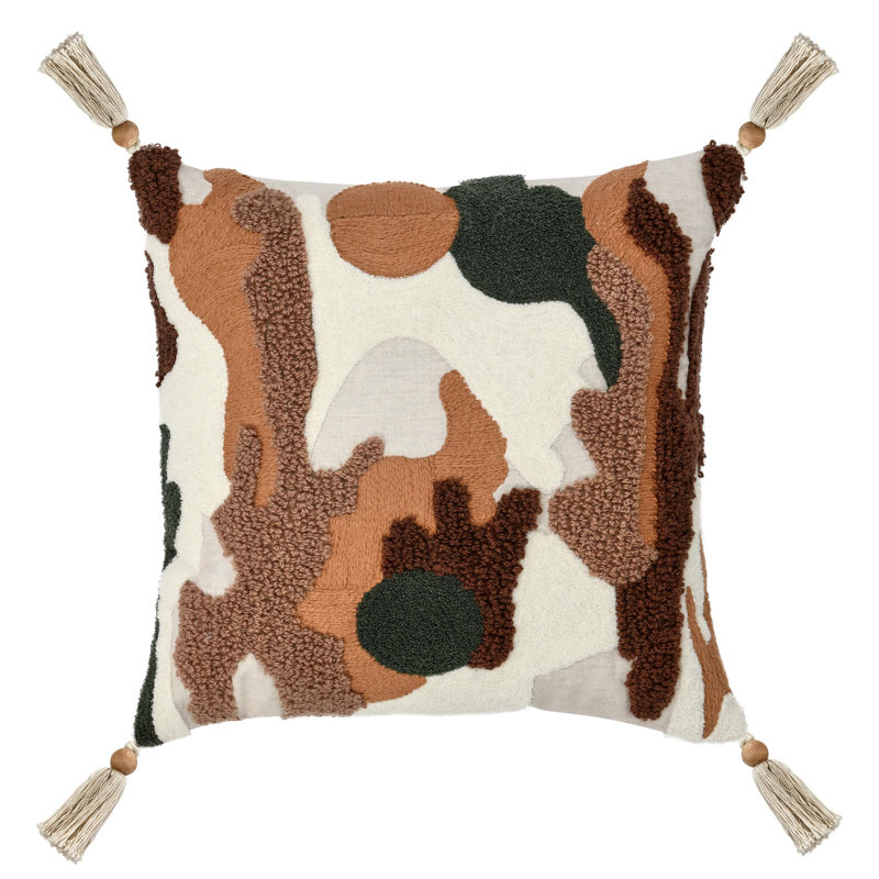 Caney 22" Linen Blend Fabric Multi-Color Throw Pillow