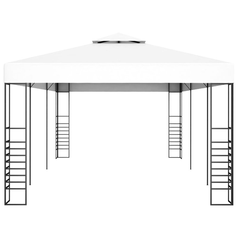 Auvent d'extérieur Structure en acier blanc avec abat-jour de patio en tissu 6 x 3 pi