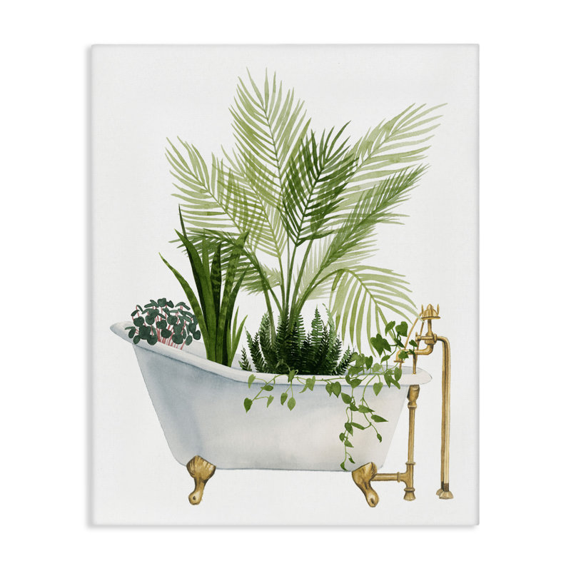 «Divers Plants Greenery Vintage Tub», impression sur toile tendue, H 48 po x l 36 po x P 1,5 po
