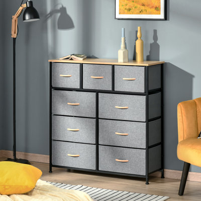 Unité de rangement de commode à 9 tiroirs avec cadre en acier HOMcom