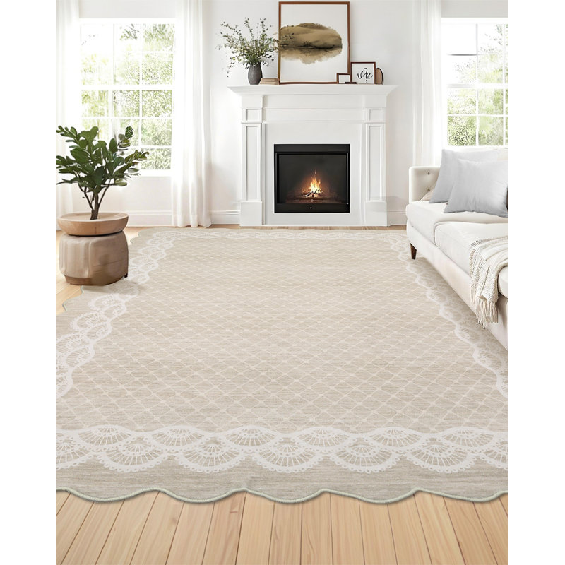Machine Printed Area Rug, Rectangle 240 x 340 cm, Beige