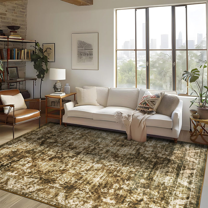 Straub Washable Rug Big Vintage Rug Traditional Mat Distressed Indoor Foldable Thin Rug Retro Accent Rug Floral Print Rug Non Slip Carpet Living Room Dining Room Office