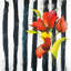 Fleurs sur rayures noires et blanches - reproduction encadrée-358907703-358907700