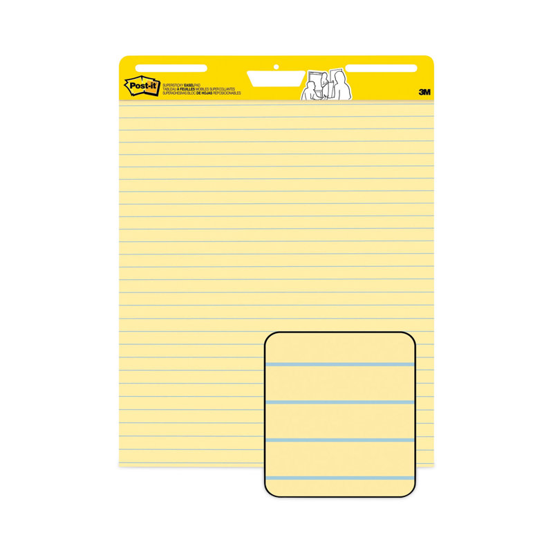 Yellow Lined Self-Stick Easel Pads, 25 x 30, 4-Pack