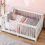 Lit double sur pied Montessori avec porte et barrière de sécurité, blanc-122494196-122494197