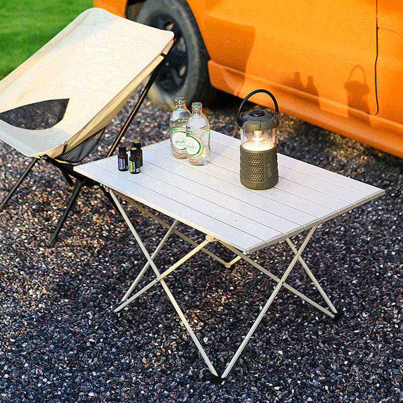 Aluminum Foldable Camping Table, Portable Folding Camp Table with Fold Up Tabletop and Carrying Bag