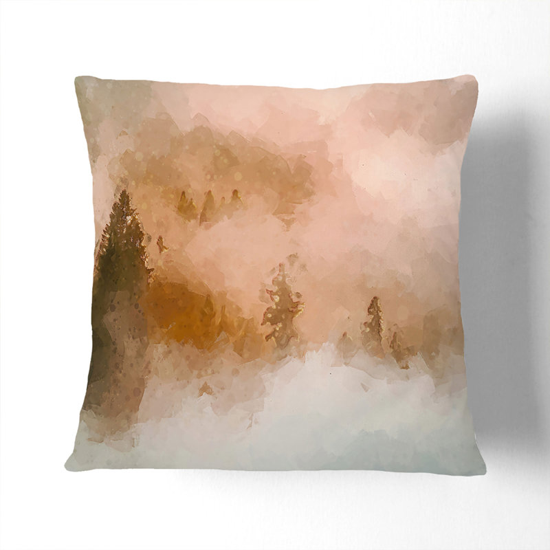 Misty Forest Cushion with Filling, 40cm H x 40cm W x 15cm D, Stone