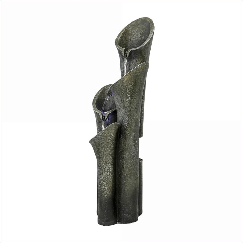 Fountains, 33.5" 4-Tier Cascading Stone Outdoor Patio Garden Fountain | Resin | Tiered Waterfall Fountain