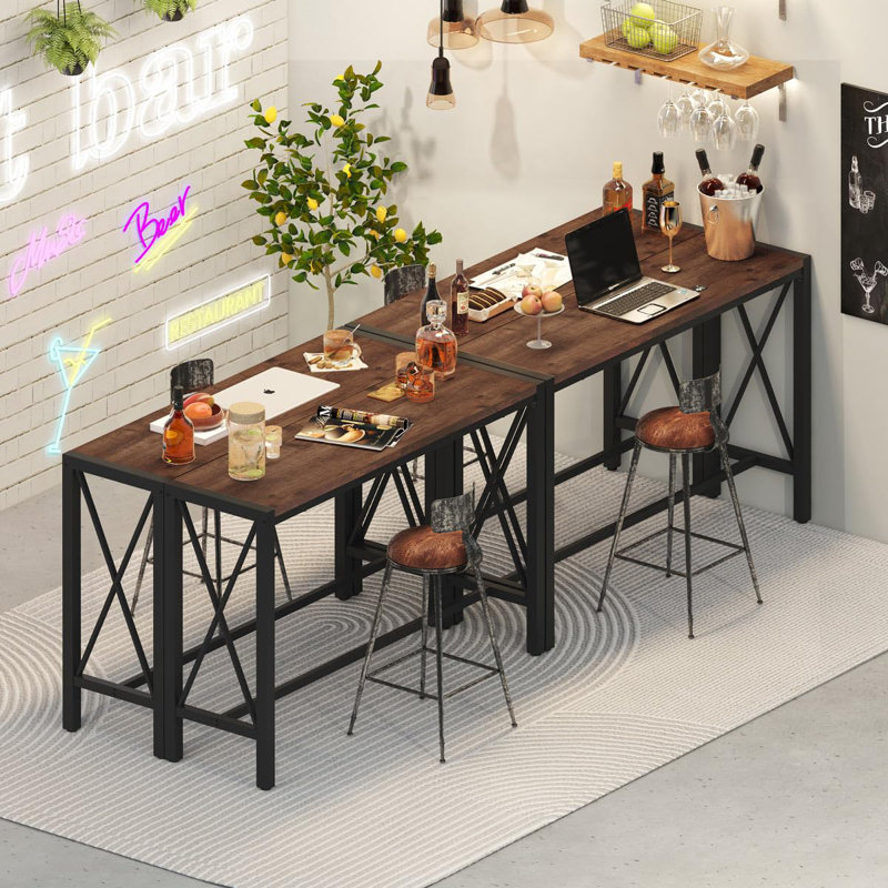 55-Inch Bar Table, Counter Height Narrow Tall Table Behind Sofa, High Top Wood Pub Console Table