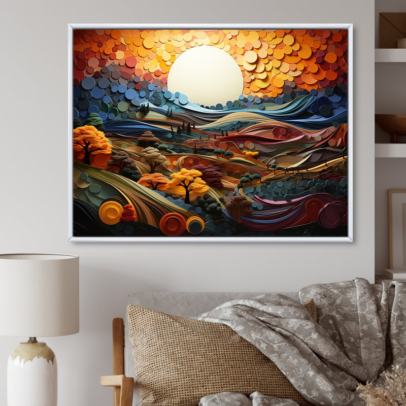 «Countryside Fusion Unveilé I» sur toile, Cadre flottant blanc, H 34 po x l 44 po x P 1,5 po