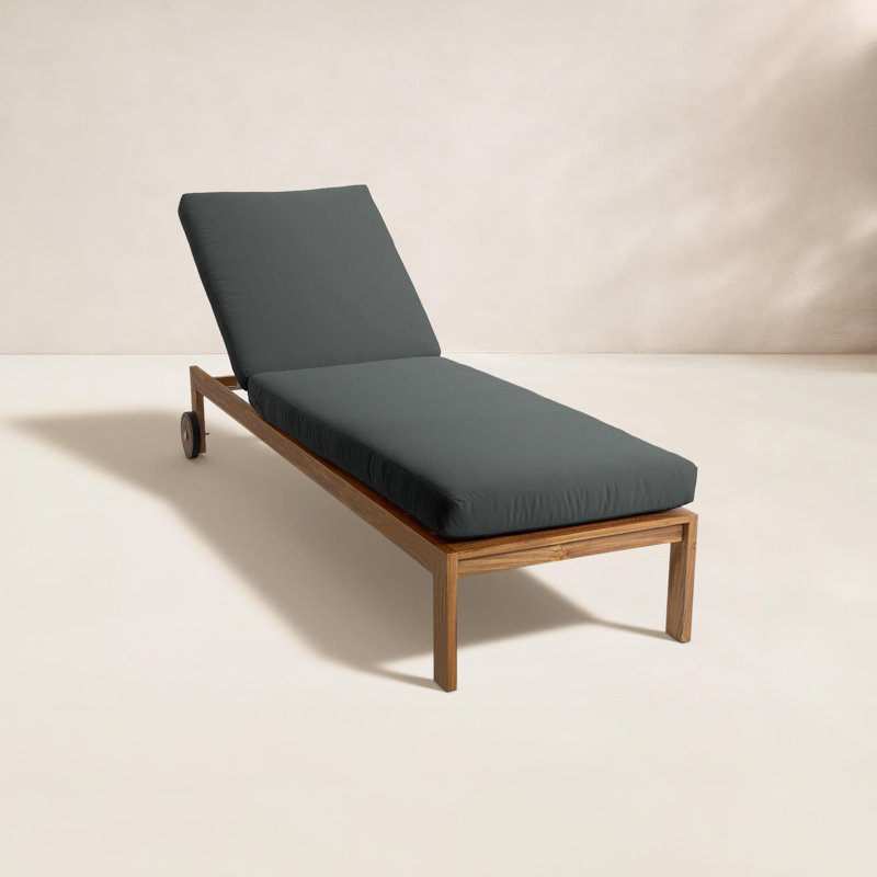 Venice Outdoor Teak Chaise Lounge, Coal