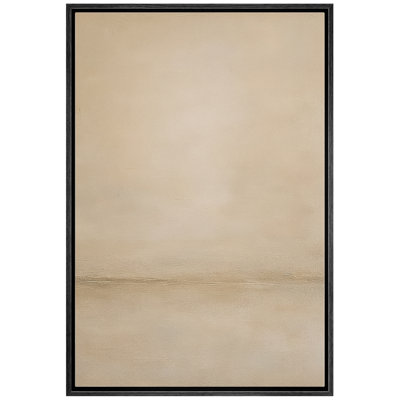 Soft Beige Horizon Minimal Abstract Neutral Wall Decor – Pictures Framed Canvas Print Wall Art