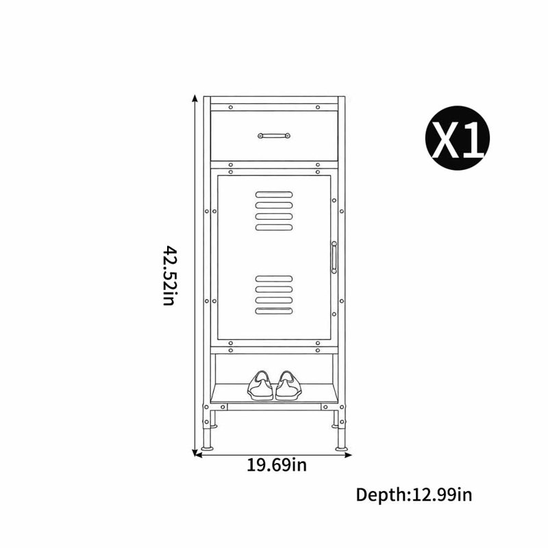 Rayborn, 42.52" H x 19.69" W x 12.99" D, Black