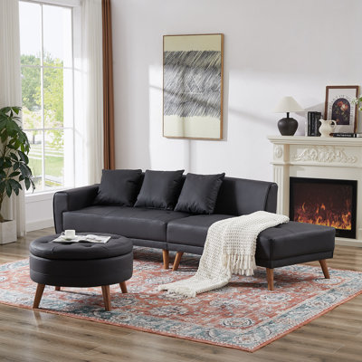 Canapé modulaire 2 pièces avec repose-pieds