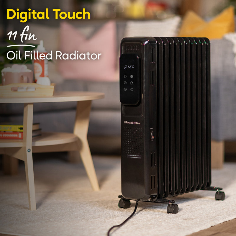 Russell Hobbs Rhofr2521b-d 2.5kw Digital Touch Control 11-fin Oil Filled Radiator, Black