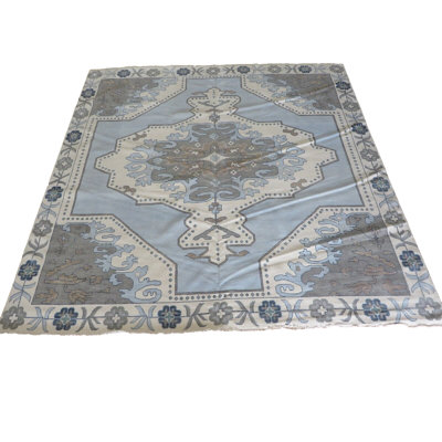 13 x 13 Square Hand Knotted Sky Blue Geometric Oushak Oriental Rug 468D26FB24FC42BE9D7A0A889C7A4E0B