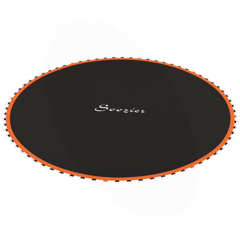 Tapis de remplacement pour trampoline Soozier, convient aux trampolines de 12 pi avec 72 crochets en V et ressorts de 5,5 po, tapis de trampoline avec 8 rangées de coutures et outil à ressort (ressort et cadre non inclus), orange