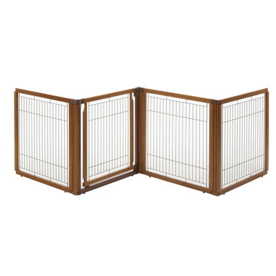 Richell Wood Free Standing Pet Gate With Door