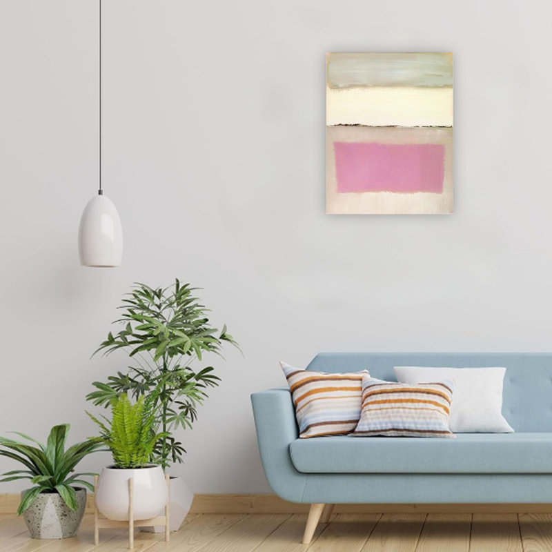 Toile abstraite crépuscule beige de qualité supérieure, décoration murale 24 po x 18 po