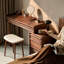 Solid Black Walnut Integrated Storage Drawer Makeup Vanity-1537642819