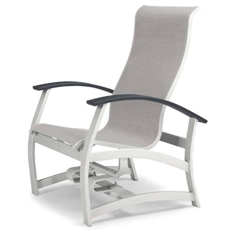 Askar Swivel Powder Coated Aluminum Outdoor Lounge Chair, Textured Snow, Classic Graphite P30, Alloy Sunbrella®