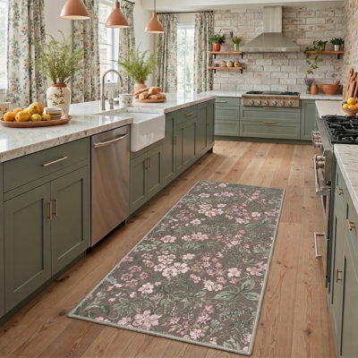 Tapis rosé / brun / vert Aura