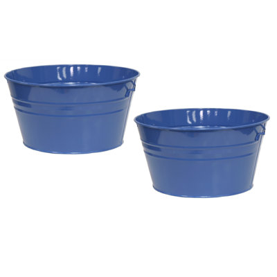 Enameled Galvanized Steel Planter, Set Of Two