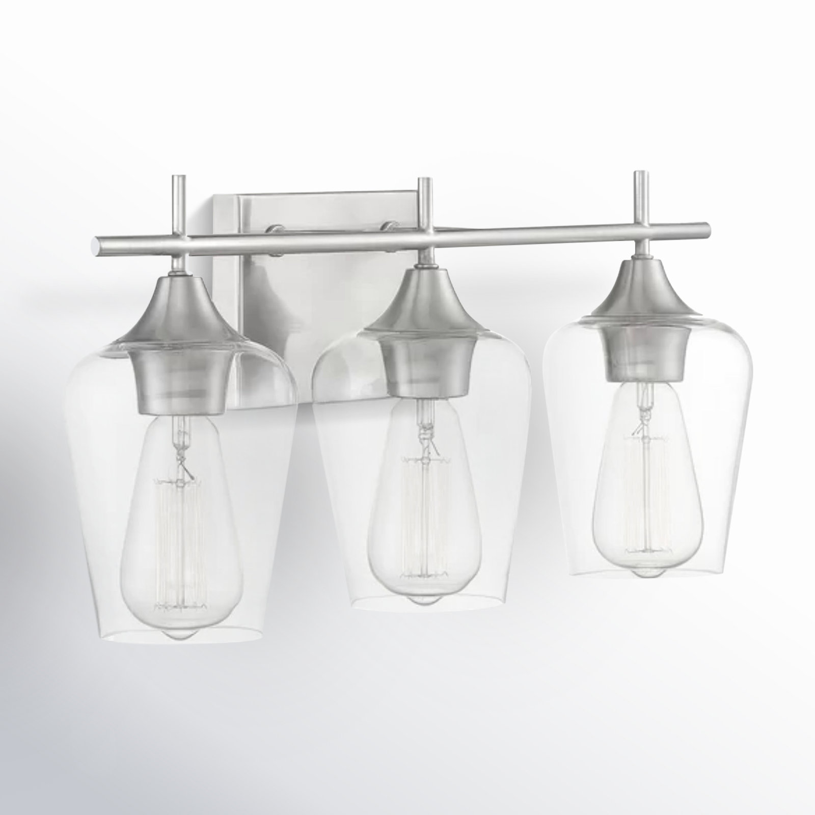 Breena 3-Light Dimmable Vanity Light, Satin Nickel, Clear