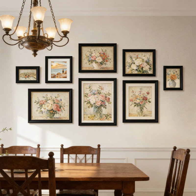 8X8 Picture Frame Set Of 4, Solid Wood Construction With Shatter-Resistant Plexiglass, Includes Mat For 4X4 And 6X6 Photos, Tabletop Easel And Wall Mount Hanger Included