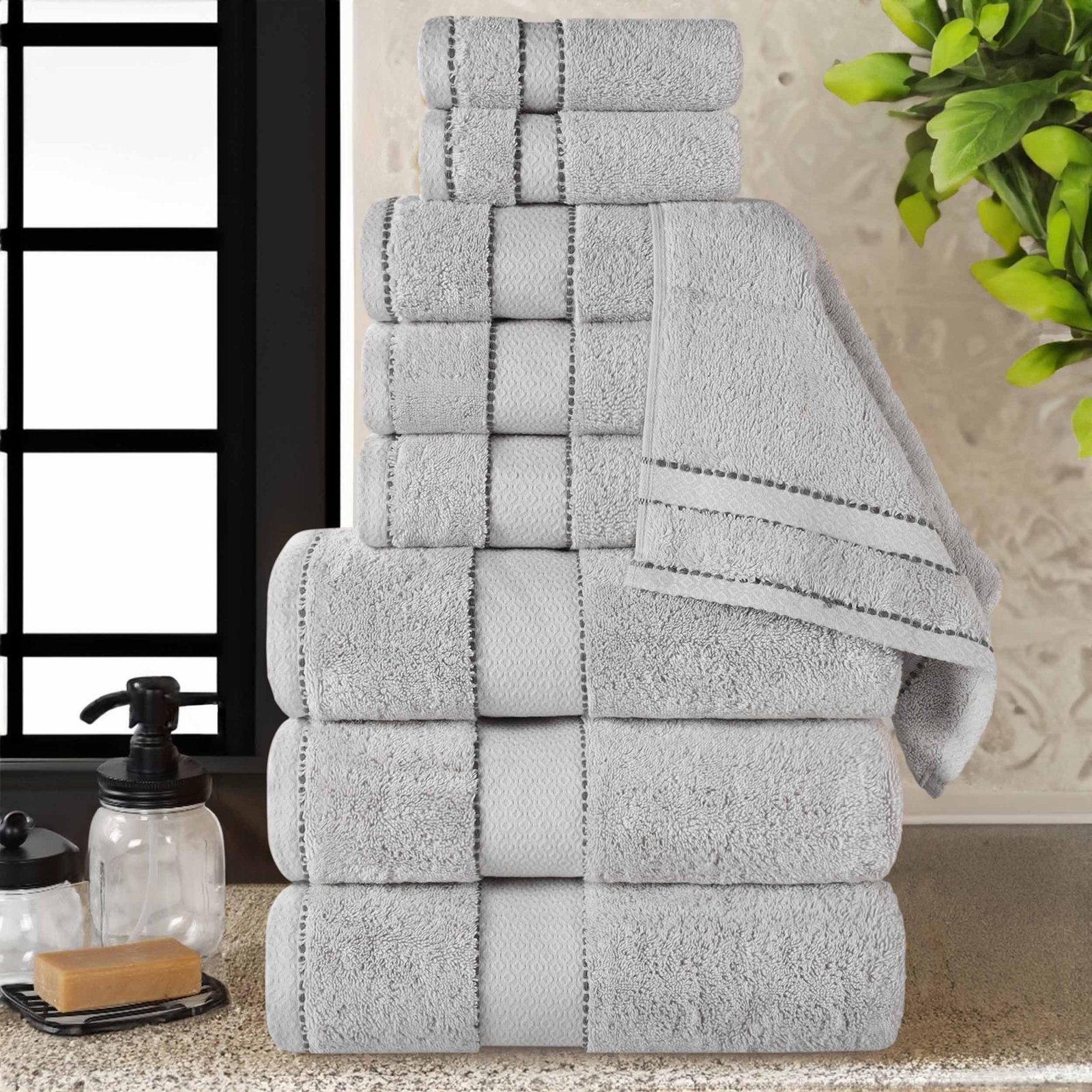 Niles 9-Piece Giza Cotton Towel Set, Platinum