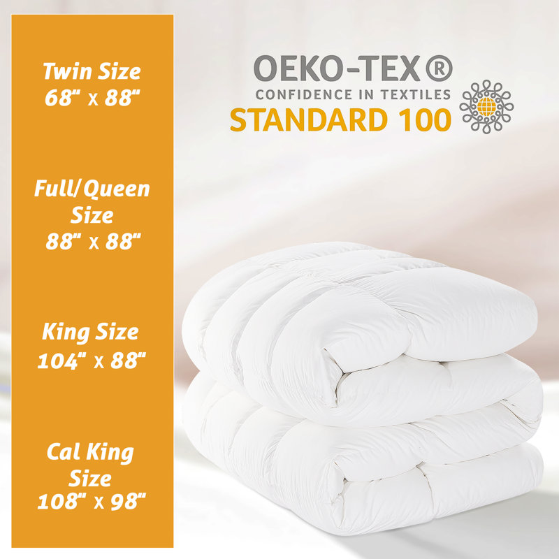All Season Polyester Down Alternative Comforter/Duvet, Queen, White