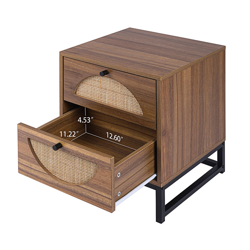 Table de chevet 2 tiroirs Cohin, Brun, Ensemble de 2
