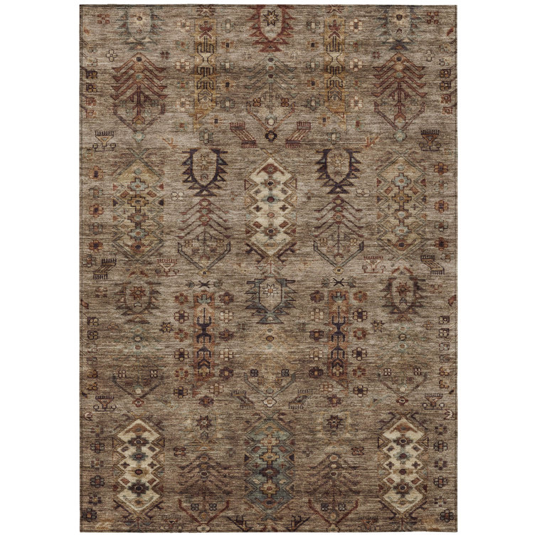 Machine Washable Indoor/Outdoor Xhevrie Brown Rug