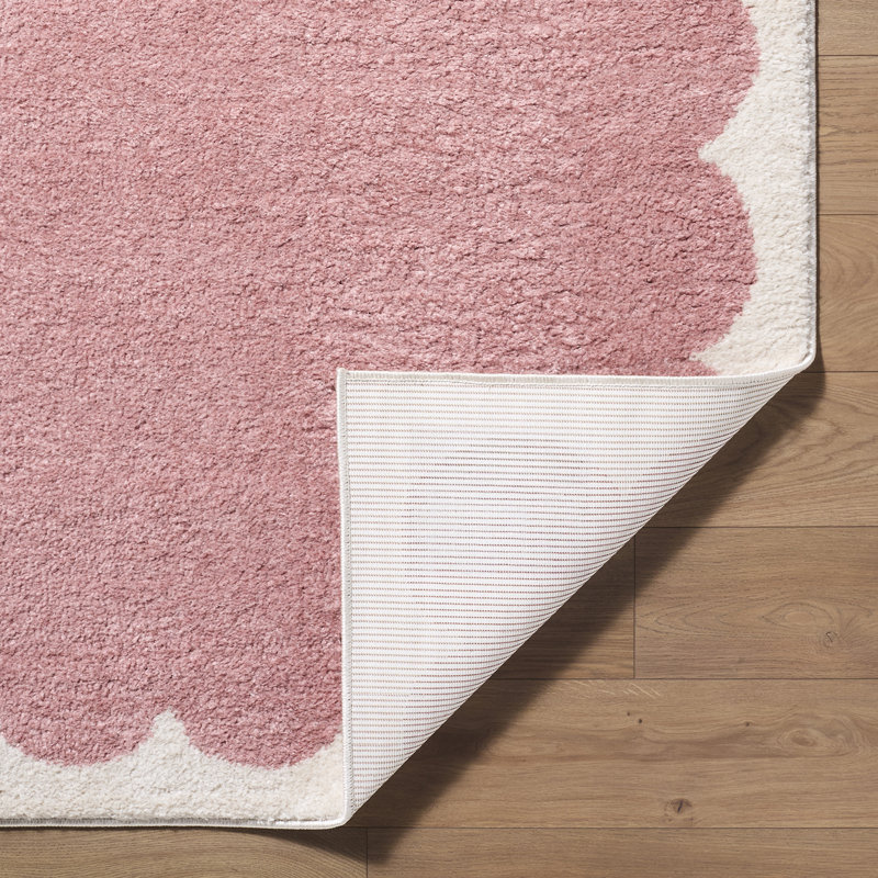 Fossay Modern Washable High-Pile Rug, Rose/Ivory, Rectangle 160 x 213 cm
