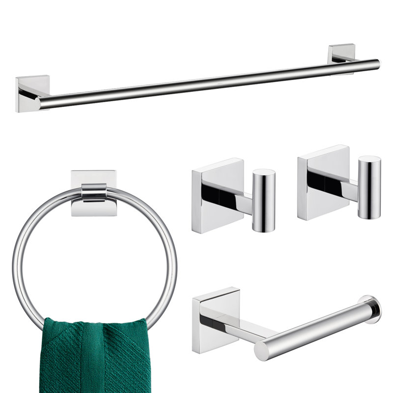 5 Piece Bathroom Hardware Set, Chrome