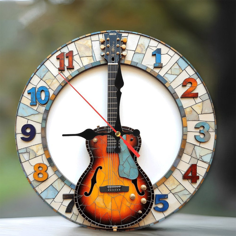 Acoustic Guitar Wall Clock Home Decor