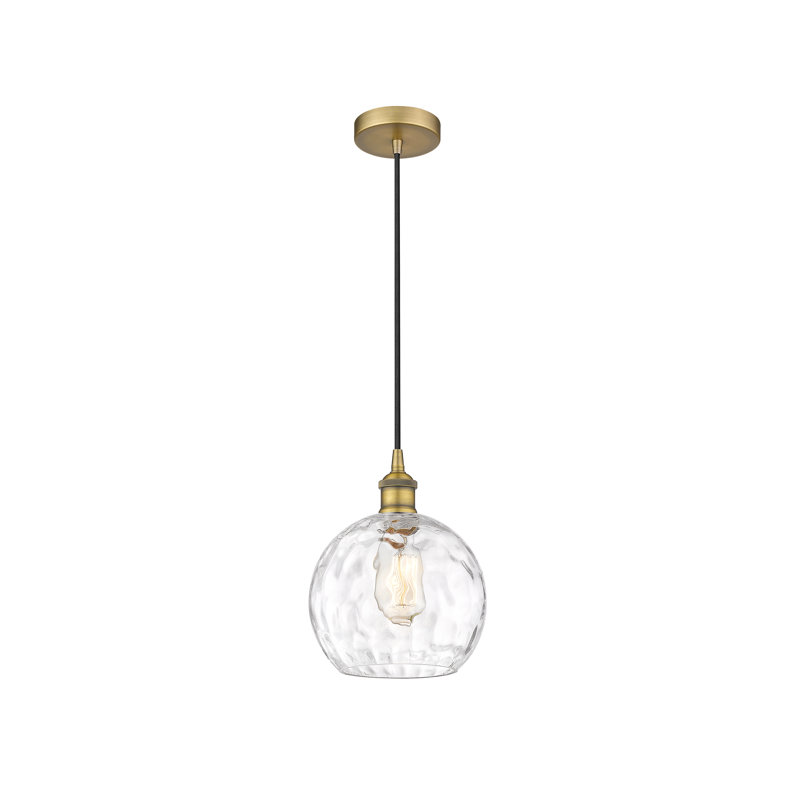 Luminaire suspendu simple à 1 lumière Ralph, H 10,75 po x l 8 po x P 8 po, Laiton brossé