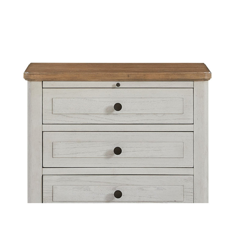 Table de chevet 3 tiroirs avec USB - ciment et sable (table de chevet seulement)